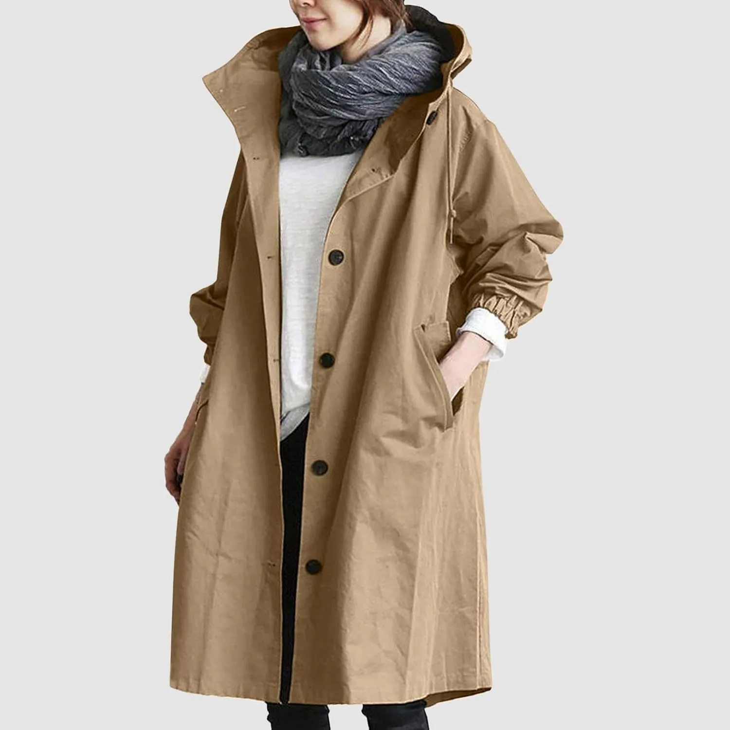 Fall Fashion for Women 2025 Trendy Women's Double Breasted Long Trench Coat Windproof Classic Lapel Slim Overcoat with Belt