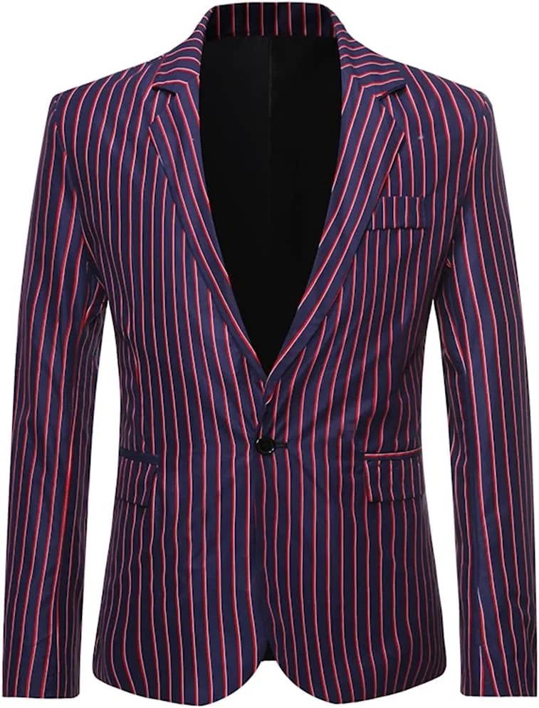 Fashion Striped Business Casual Suit Blazer Men Slim Fit Mens Blazer Jacket