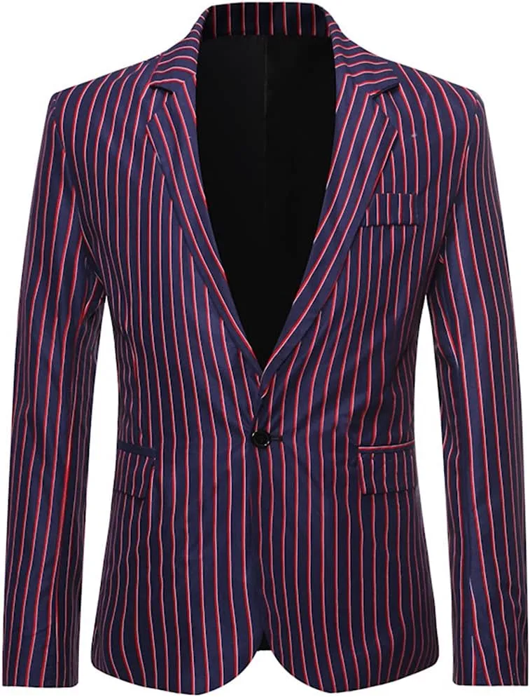 Fashion Striped Business Casual Suit Blazer Men Slim Fit Mens Blazer Jacket