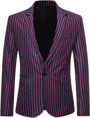 Fashion Striped Business Casual Suit Blazer Men Slim Fit Mens Blazer Jacket