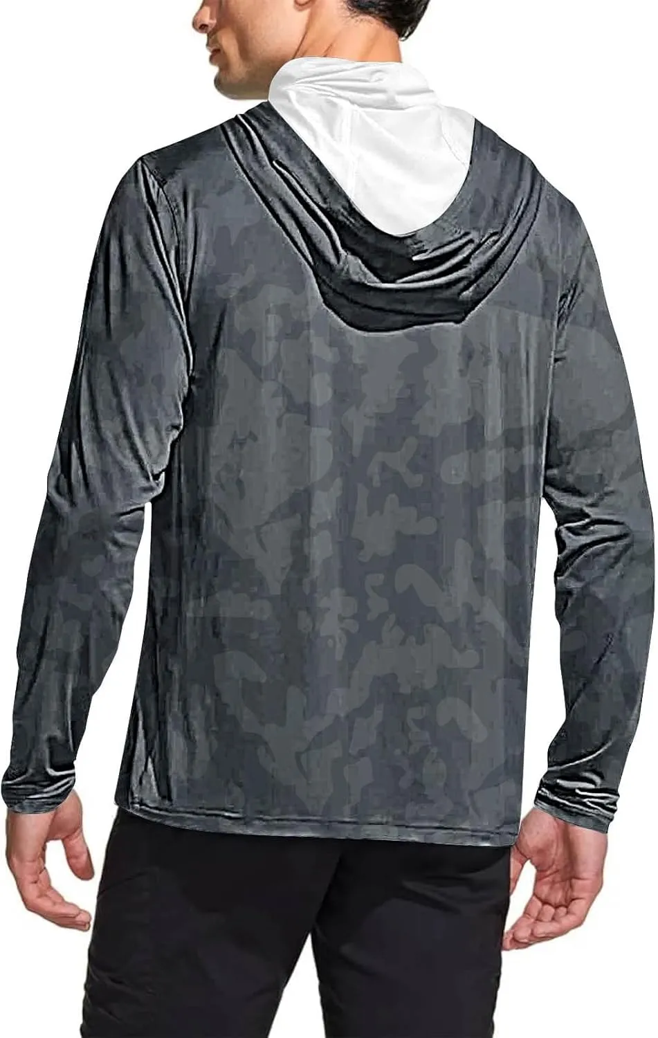 Fishing Shirt for Men UPF 50  UV Sun Shirts Outdoor Fishing Hoodie with Gaiter Long Sleeve Hiking Shirts Rash Guards