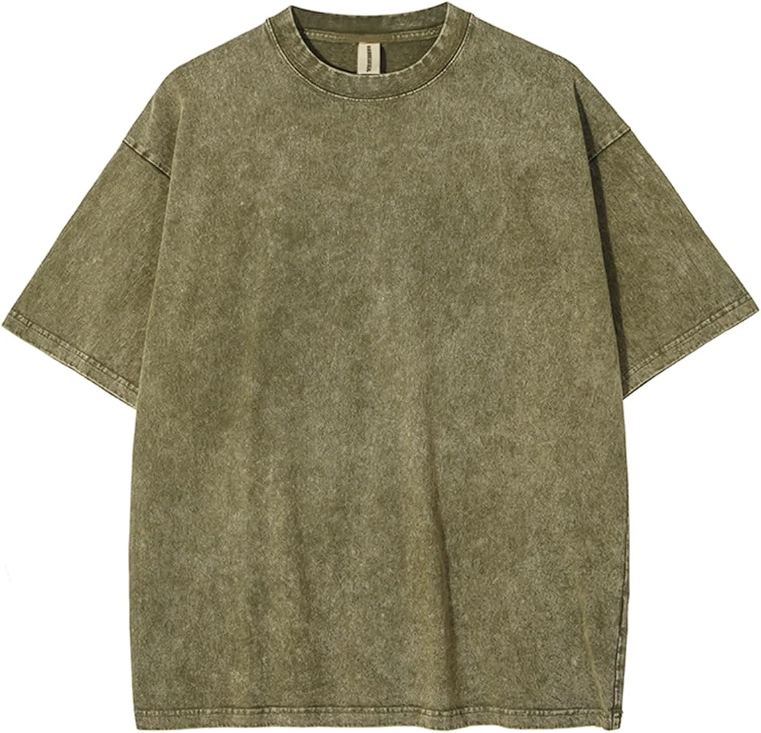 Fkatuzi Men Basic Oversized Cotton Wash Solid T Shirt Baggy Unisex Vintage Tee Plain Streetwear Hip Hop Tops