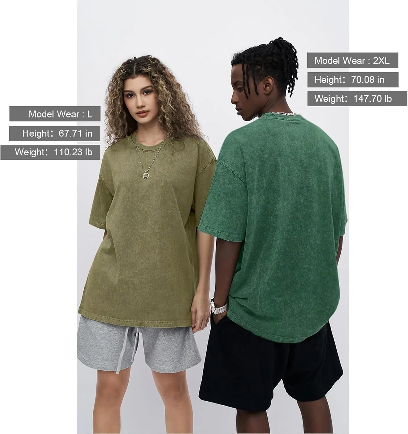 Fkatuzi Men Basic Oversized Cotton Wash Solid T Shirt Baggy Unisex Vintage Tee Plain Streetwear Hip Hop Tops
