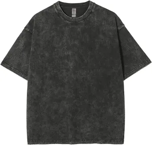 Fkatuzi Men Basic Oversized Cotton Wash Solid T Shirt Baggy Unisex Vintage Tee Plain Streetwear Hip Hop Tops