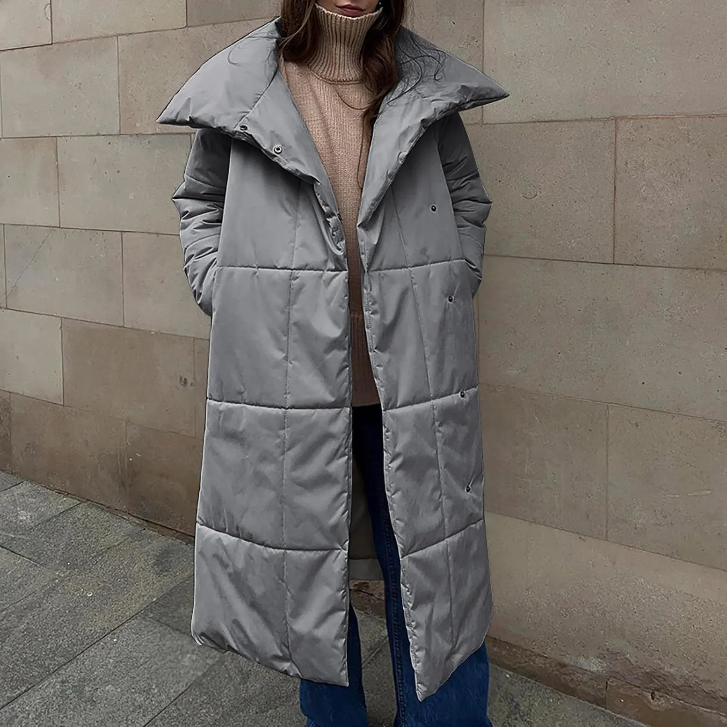 Floor Length Down Jacket for Women Winter Heavyweight Luxurious Fashion Warm Outerwear Tunic Puffer Coat with Belt
