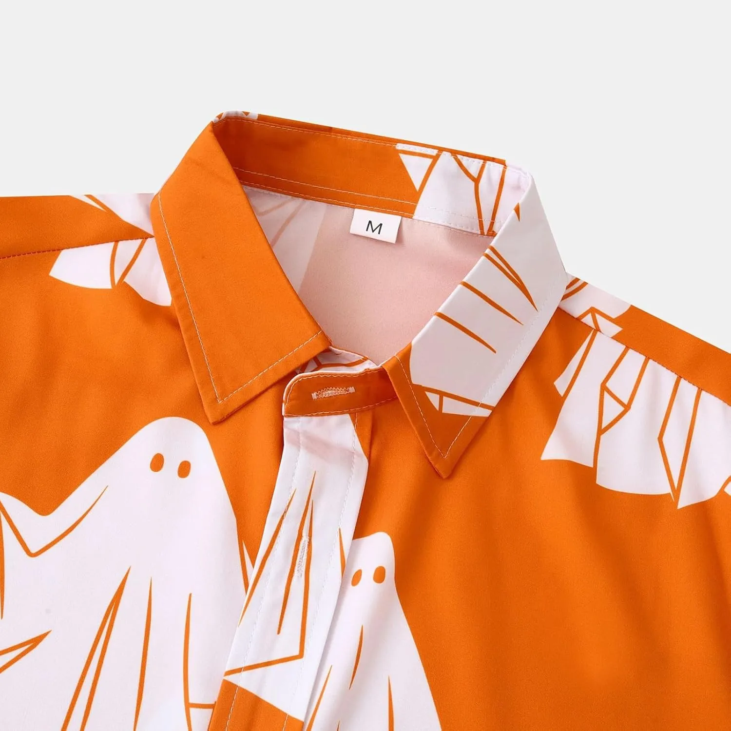 Ghost Print Shirt for Men Celebration Activities Clothing Short Sleeve Button Lapel Tops Summer Beach Tops Plus Size
