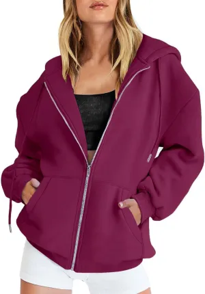 GIERIDUC Womens Zip Up Hoodies Long Sleeve Oversized Sweatshirts Super Soft Womens Sweatshirt Comfy Long Sleeve White Hoodies