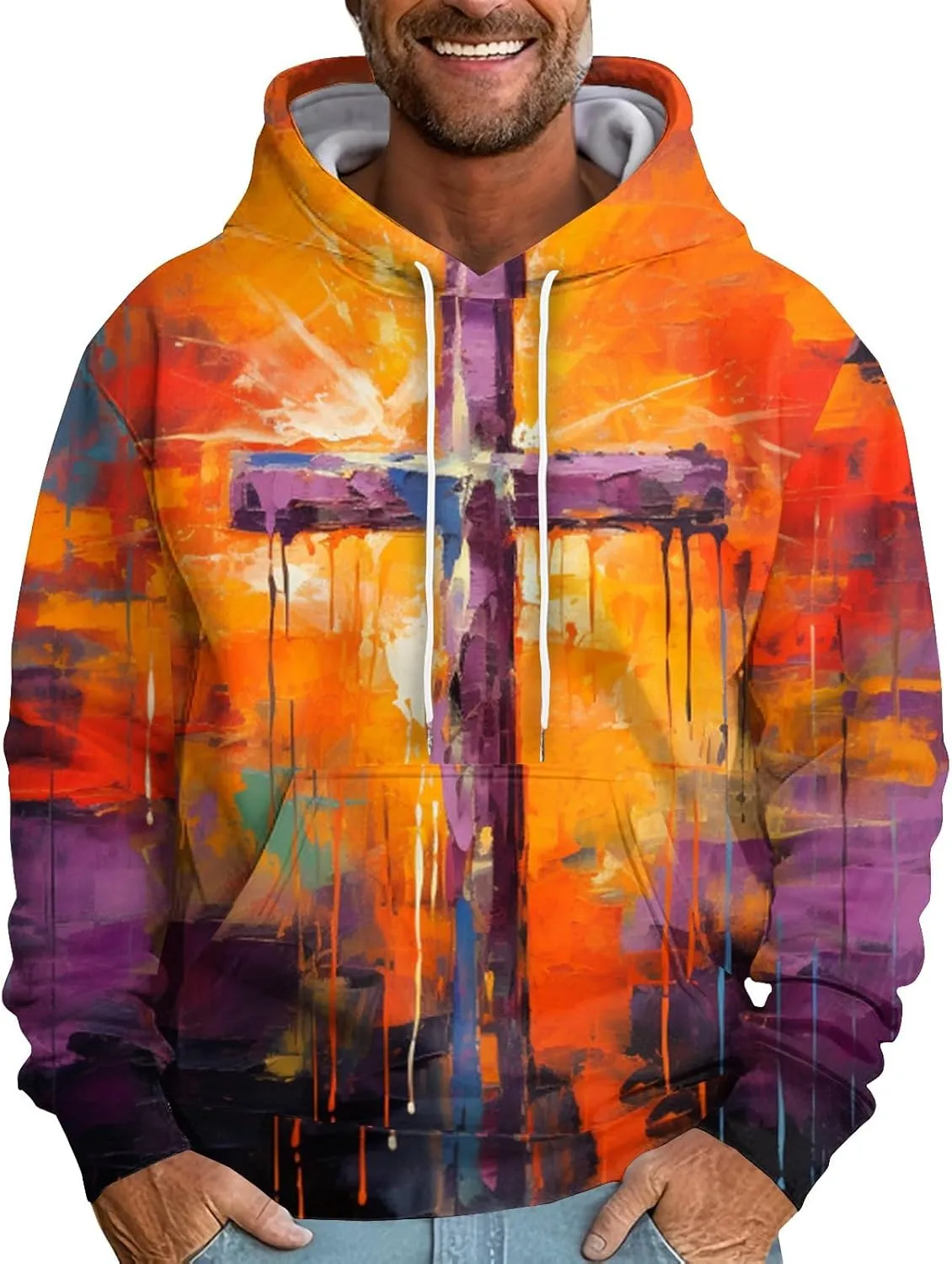 GOFULY Men'S Fashion Hoodies & Sweatshirts Casual Fall Western Aztec Print Graphic Hoodies Long Sleeve Pullover Hoodies
