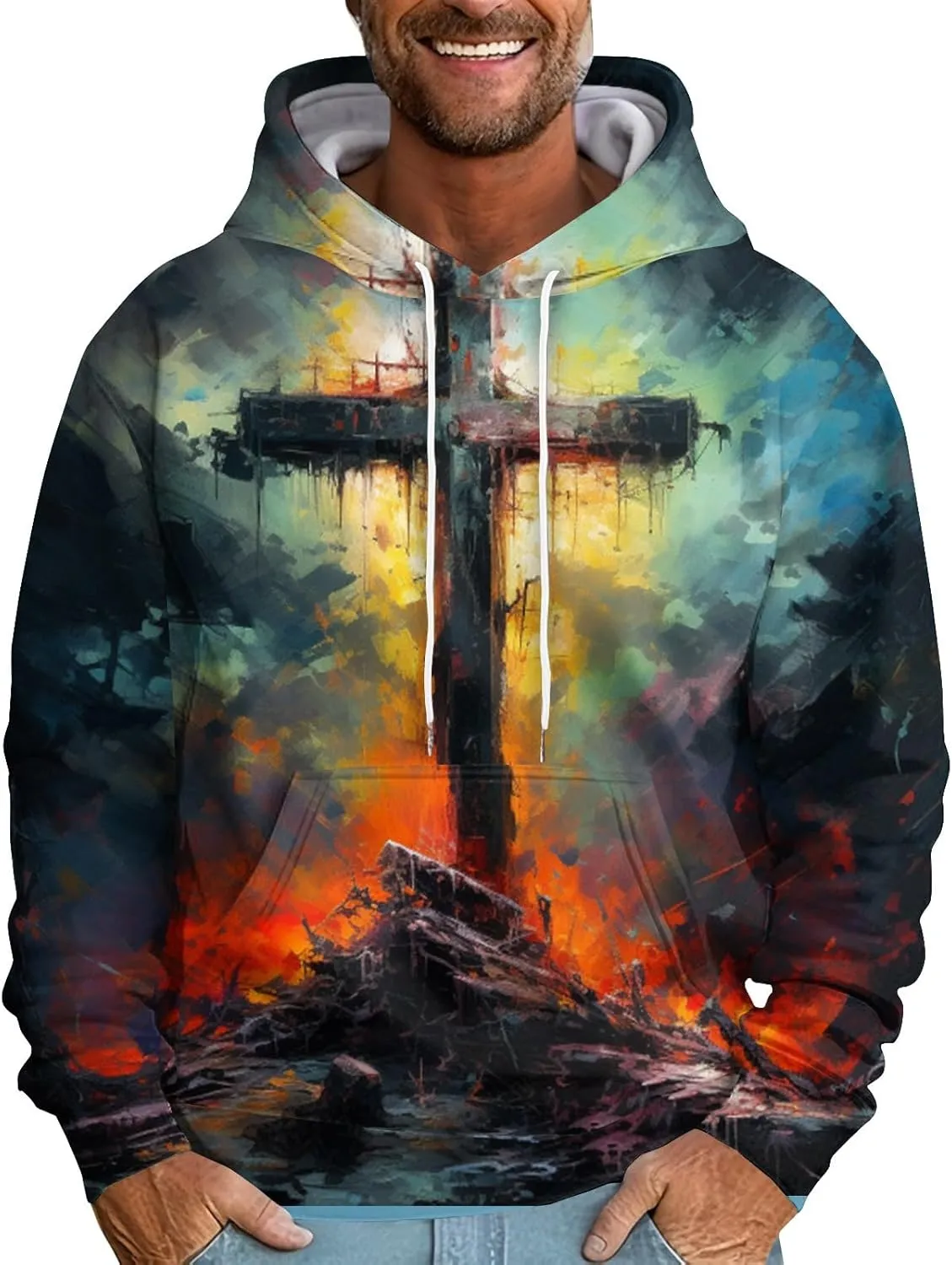 GOFULY Men'S Fashion Hoodies & Sweatshirts Casual Fall Western Aztec Print Graphic Hoodies Long Sleeve Pullover Hoodies