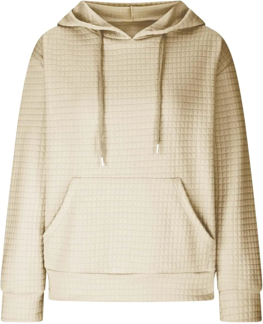 GOFULY Womens Hoodies Pullover Fall Waffle Knit Sweatshirt Winter Long Sleeve Shirts Solid Drawstring Hoodies With Pocket