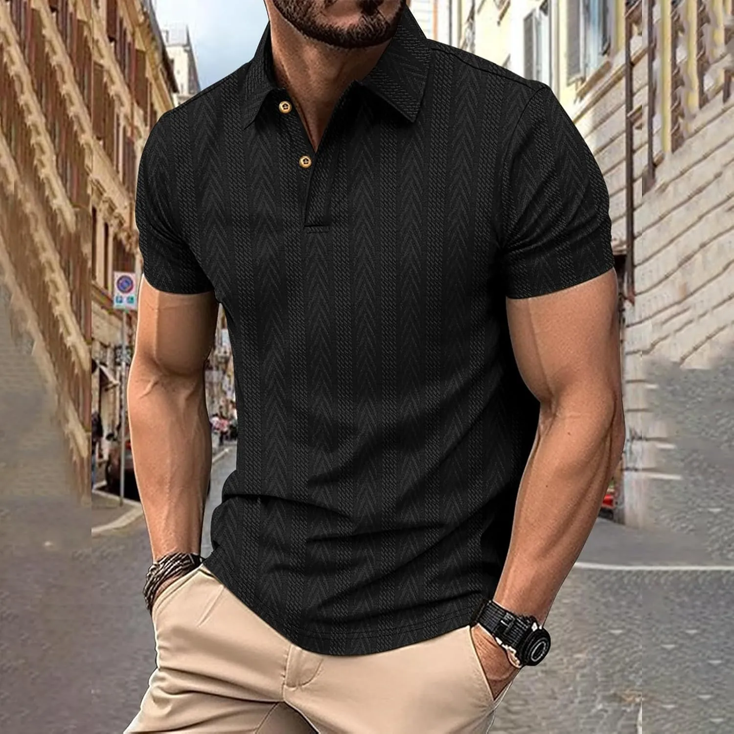 Golf Polo Shirts Moisture Wicking Short Sleeve Texture Athletic Polos Performance Quick Dry Everyday Collared T-Shirts