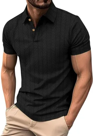 Golf Polo Shirts Moisture Wicking Short Sleeve Texture Athletic Polos Performance Quick Dry Everyday Collared T-Shirts