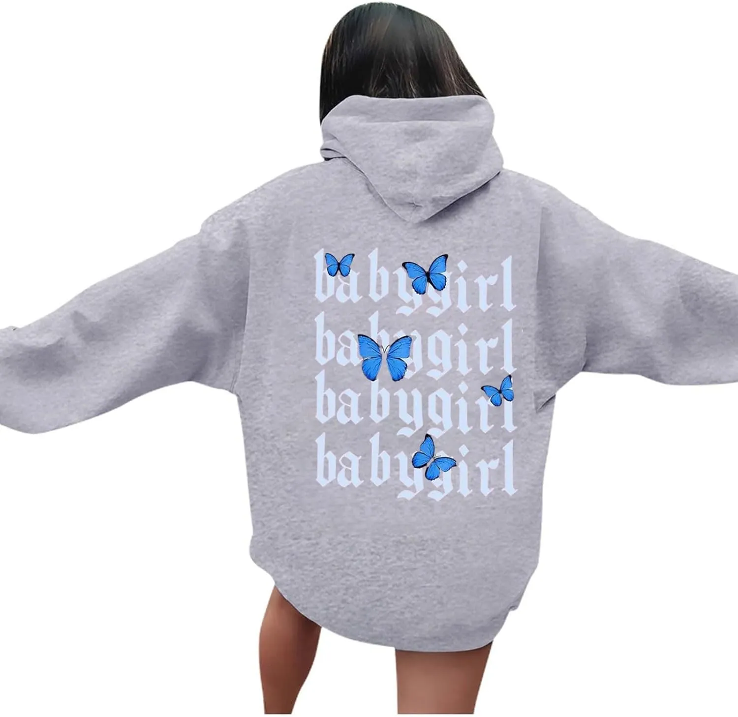 Graphic Hoodie for Women Casual Long Sleeve Cute Hoodies Printed Drawstring Oversized Pullover Hooded Sweatshirt