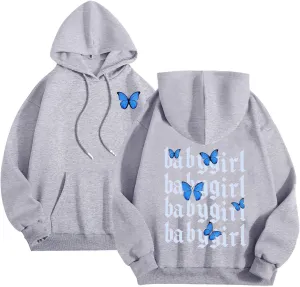 Graphic Hoodie for Women Casual Long Sleeve Cute Hoodies Printed Drawstring Oversized Pullover Hooded Sweatshirt
