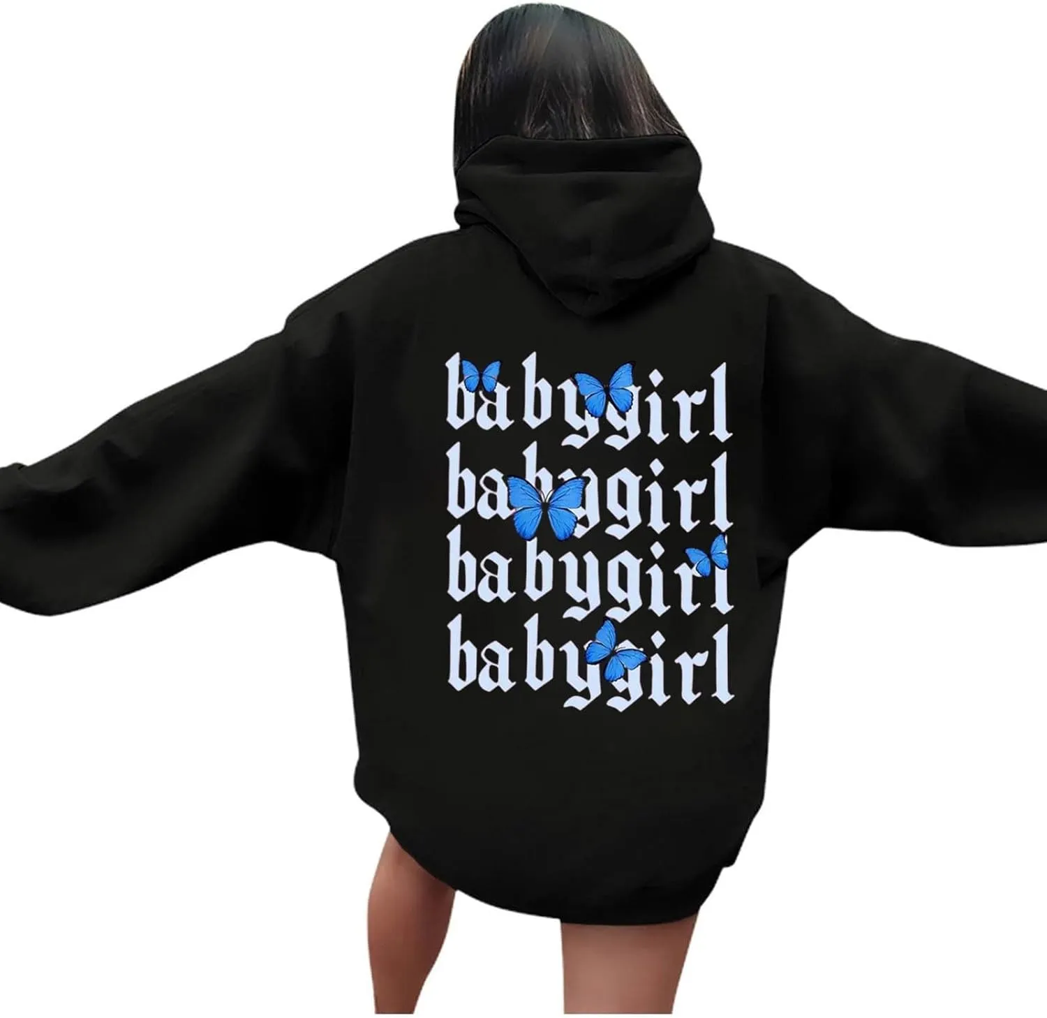 Graphic Hoodie for Women Casual Long Sleeve Cute Hoodies Printed Drawstring Oversized Pullover Hooded Sweatshirt
