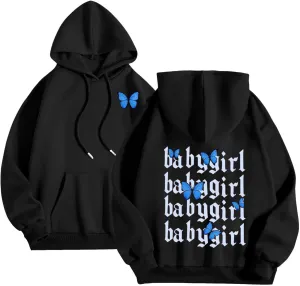 Graphic Hoodie for Women Casual Long Sleeve Cute Hoodies Printed Drawstring Oversized Pullover Hooded Sweatshirt