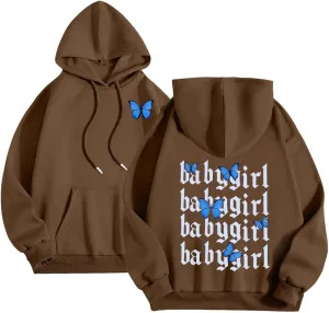 Graphic Hoodie for Women Casual Long Sleeve Cute Hoodies Printed Drawstring Oversized Pullover Hooded Sweatshirt