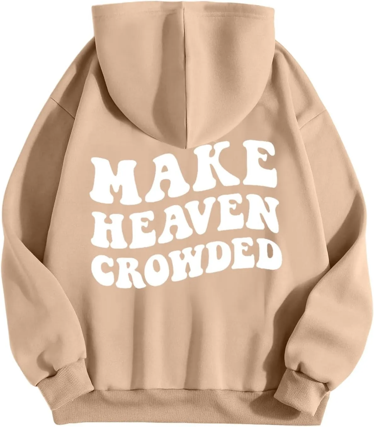 Graphic Hoodies Trendy Make Heaven Crowded Letter Printed Drawstring Long Sleeve Sweatshirt Fleece Hooded Sweatshirt Pullover