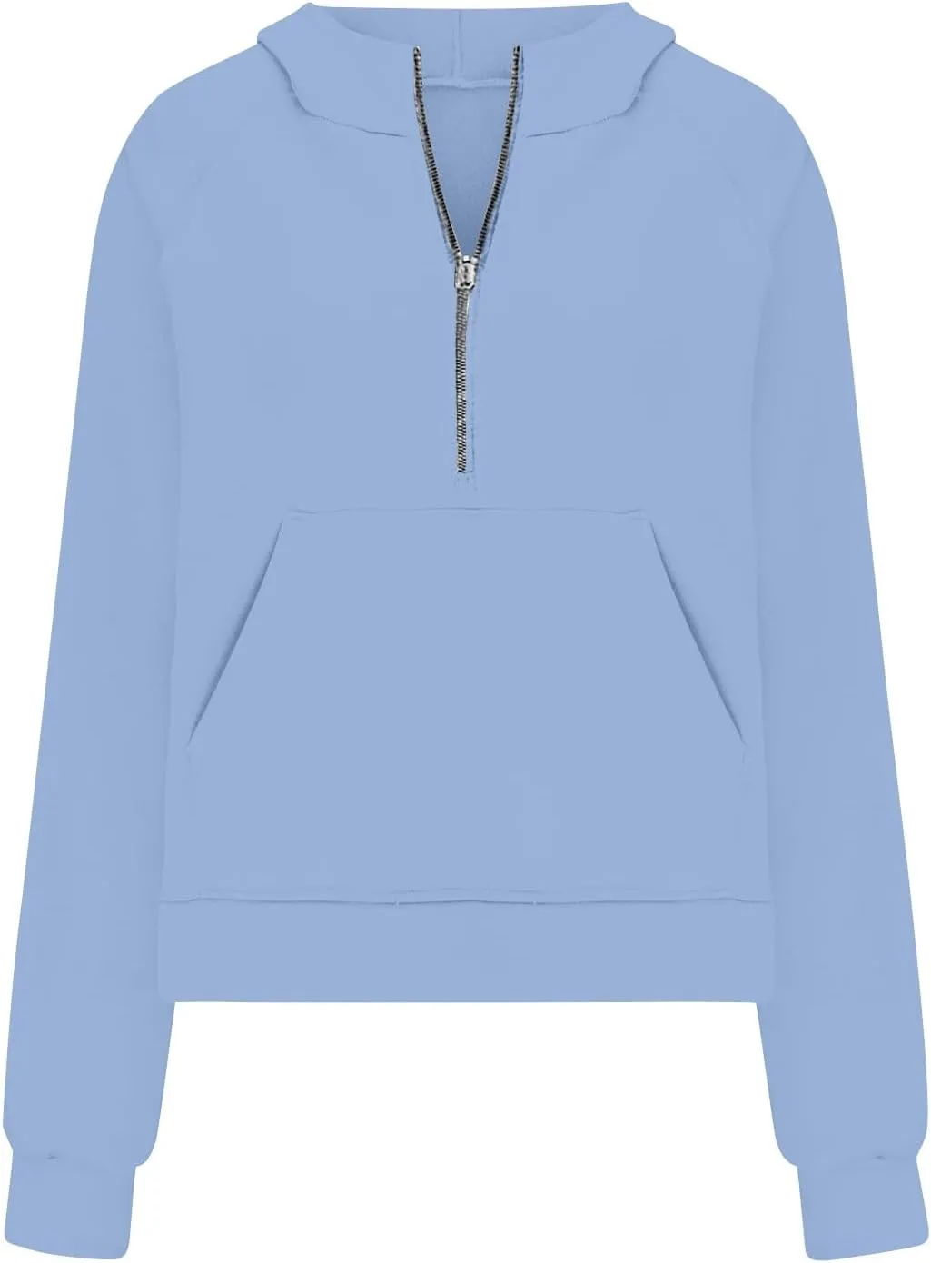Half Zip Cropped Hoodies for Women Fleece Quarter Zip Pullover Oversized Sweatshirts with Thumb Hole 2024 Fall Clothes
