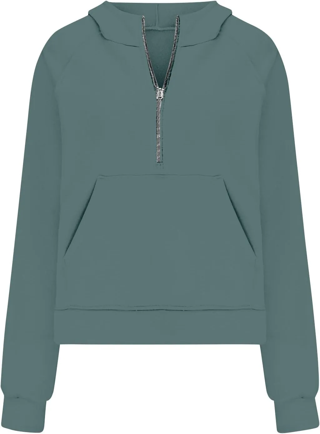 Half Zip Cropped Hoodies for Women Fleece Quarter Zip Pullover Oversized Sweatshirts with Thumb Hole 2024 Fall Clothes