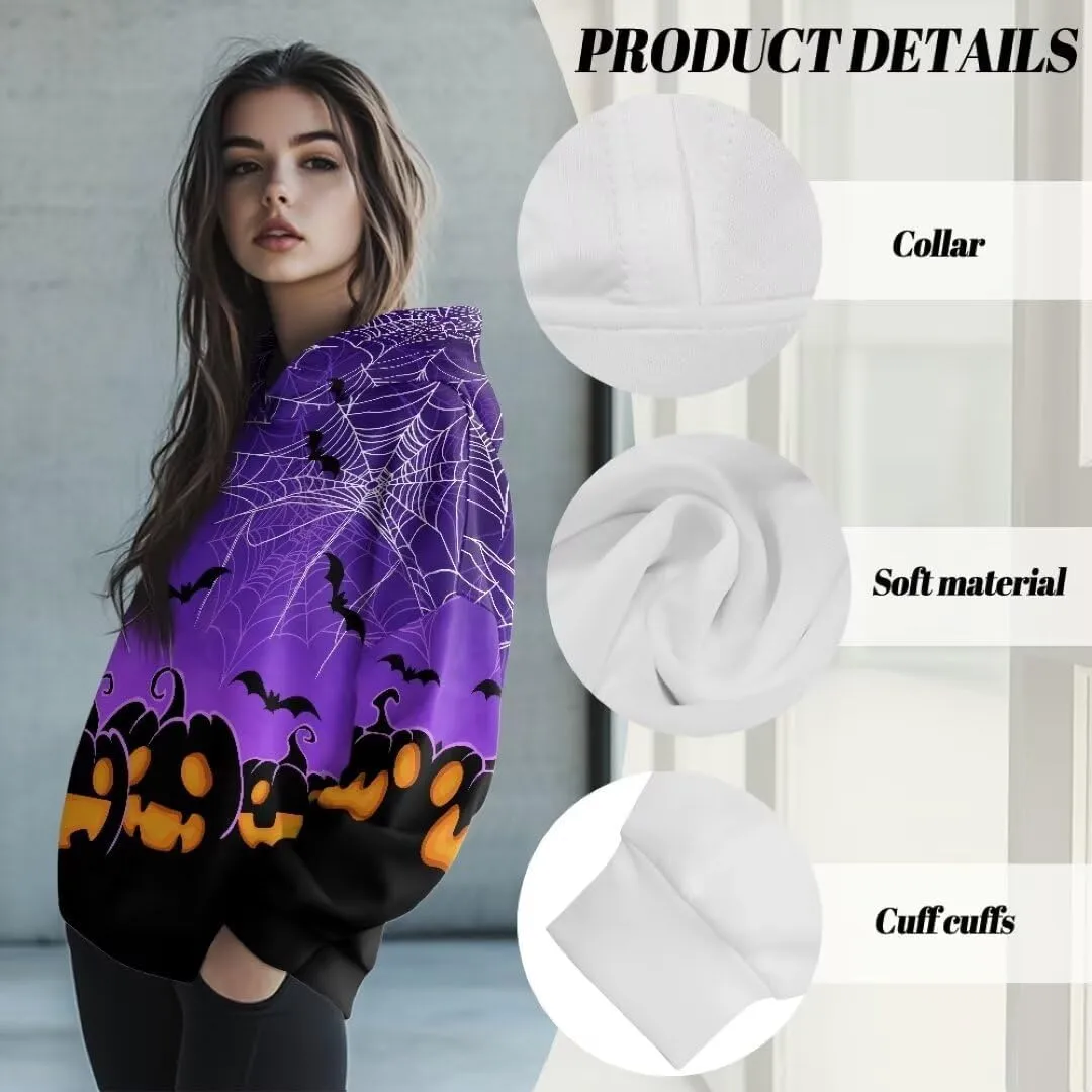 Halloween Sweatshirt for Women Graphic Hoodies 2024 Hooded Sweatshirt for Women Oversized Pullover Hoodies