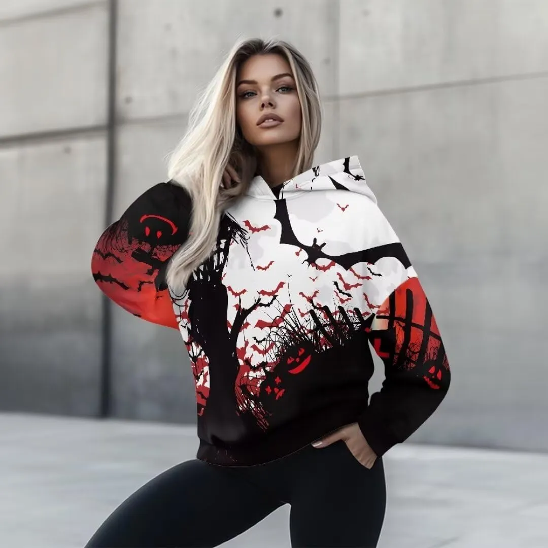 Halloween Sweatshirt for Women Graphic Hoodies 2024 Hooded Sweatshirt for Women Oversized Pullover Hoodies