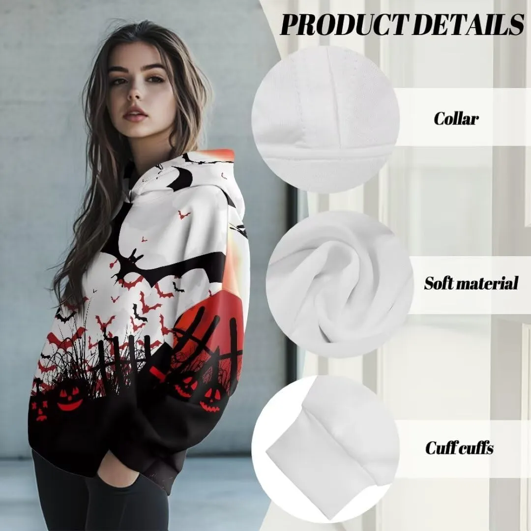 Halloween Sweatshirt for Women Graphic Hoodies 2024 Hooded Sweatshirt for Women Oversized Pullover Hoodies