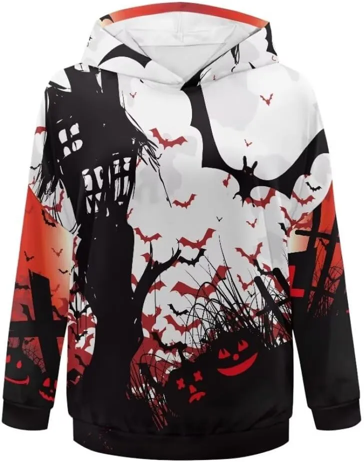 Halloween Sweatshirt for Women Graphic Hoodies 2024 Hooded Sweatshirt for Women Oversized Pullover Hoodies