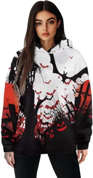 Halloween Sweatshirt for Women Graphic Hoodies 2024 Hooded Sweatshirt for Women Oversized Pullover Hoodies