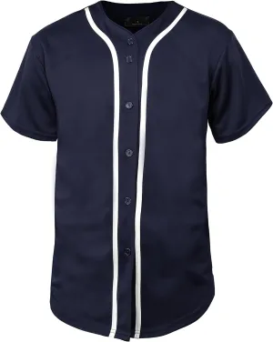 Hat and Beyond Mens Baseball Jersey Button Down T Shirts Hipster Plain Hip Hop 1UPA02