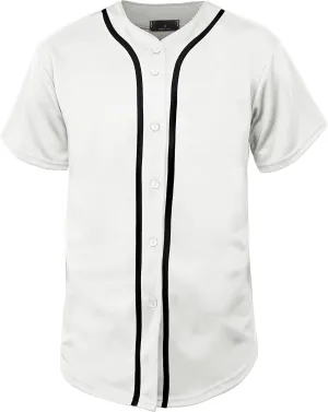 Hat and Beyond Mens Baseball Jersey Button Down T Shirts Hipster Plain Hip Hop 1UPA02