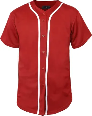 Hat and Beyond Mens Baseball Jersey Button Down T Shirts Hipster Plain Hip Hop 1UPA02