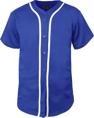 Hat and Beyond Mens Baseball Jersey Button Down T Shirts Hipster Plain Hip Hop 1UPA02