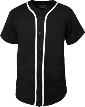 Hat and Beyond Mens Baseball Jersey Button Down T Shirts Hipster Plain Hip Hop 1UPA02