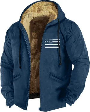 Hoodies for Men Zip Up Sweashirts Flannel Shirt Plaid Zip Up Sherpa Hooded Sweatshirt Warm Winter Coat