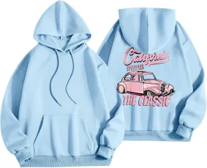 Hoodies For Teen Girls Long Sleeve Drawstring O Neck Casual Letter Printed Pullover Tops