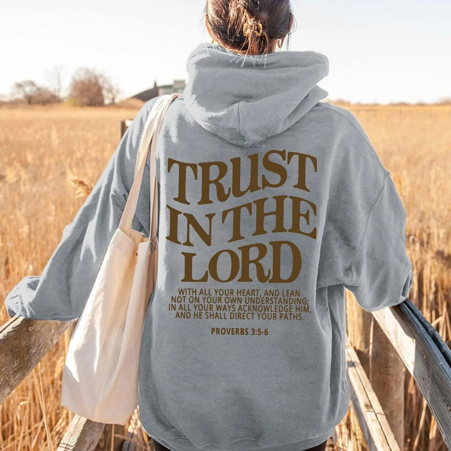 Hoodies for Teen Girls Trust in The Lord Christian Hoodies for Women Trendy Graphic Oversize Pullover Hoodies