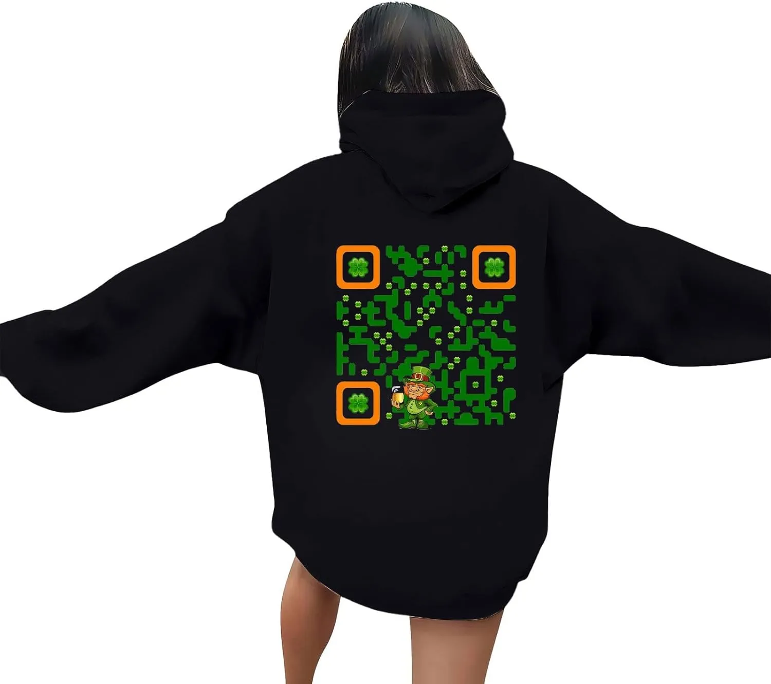 Hoodies for Women Plus Size Casual Long Sleeve Graphic Hoodies Drawstring Pullover Sweatshirts with Pocket