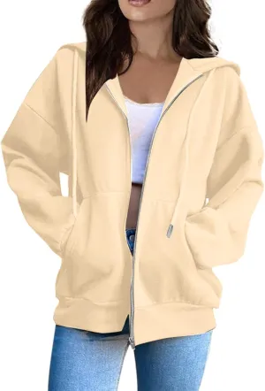 Hoodies for Women Zip Hoodies for Women Long Sleeved Zippered Solid Color with Pockets Casual Fashion Plus Size Hoodies