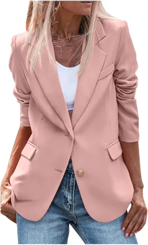 Jacket for Women Open Front Long Sleeve Casual Work Office Blazers with Pockets Classic Lapel Collar Blazer Jacket