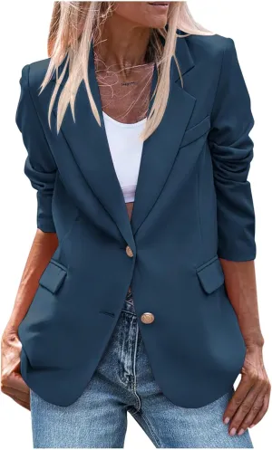 Jacket for Women Open Front Long Sleeve Casual Work Office Blazers with Pockets Classic Lapel Collar Blazer Jacket