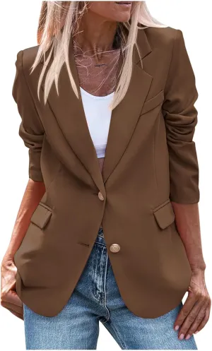Jacket for Women Open Front Long Sleeve Casual Work Office Blazers with Pockets Classic Lapel Collar Blazer Jacket