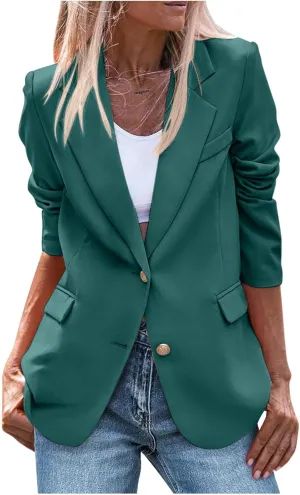 Jacket for Women Open Front Long Sleeve Casual Work Office Blazers with Pockets Classic Lapel Collar Blazer Jacket