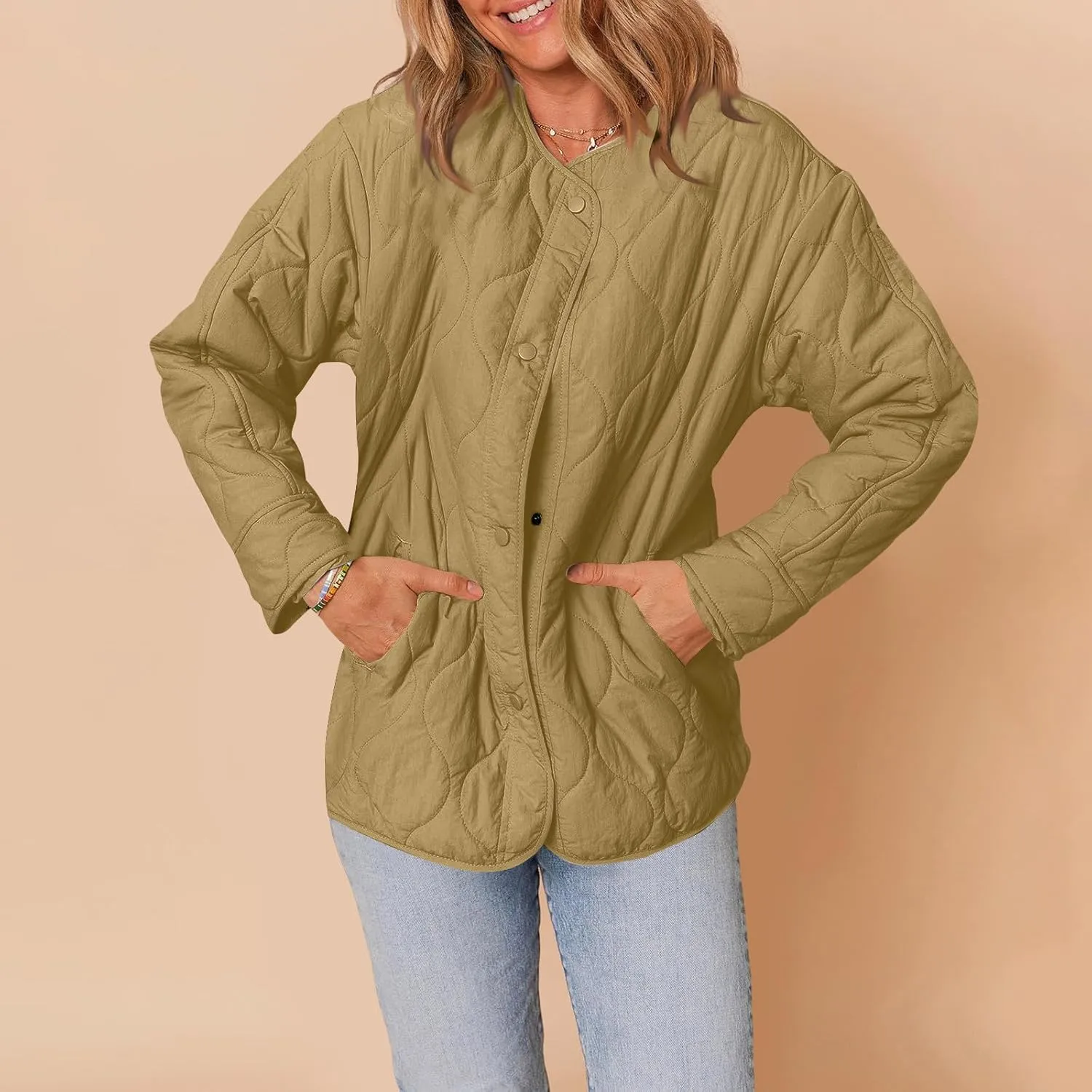 Jackets for Women Plain Quilted Puffer Jacket Fleece Lined Parka Comfy Soft Versatile Coats Womens Fashion Hoodies