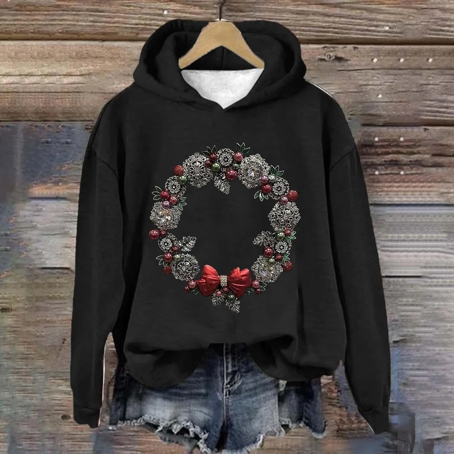 LCMTWX Hooded Sweatshirts for Women Color Loose Long Sleeved Christmas Print Hoodie Plus Size Sweaters Zip Up Hoodie Zip Up H