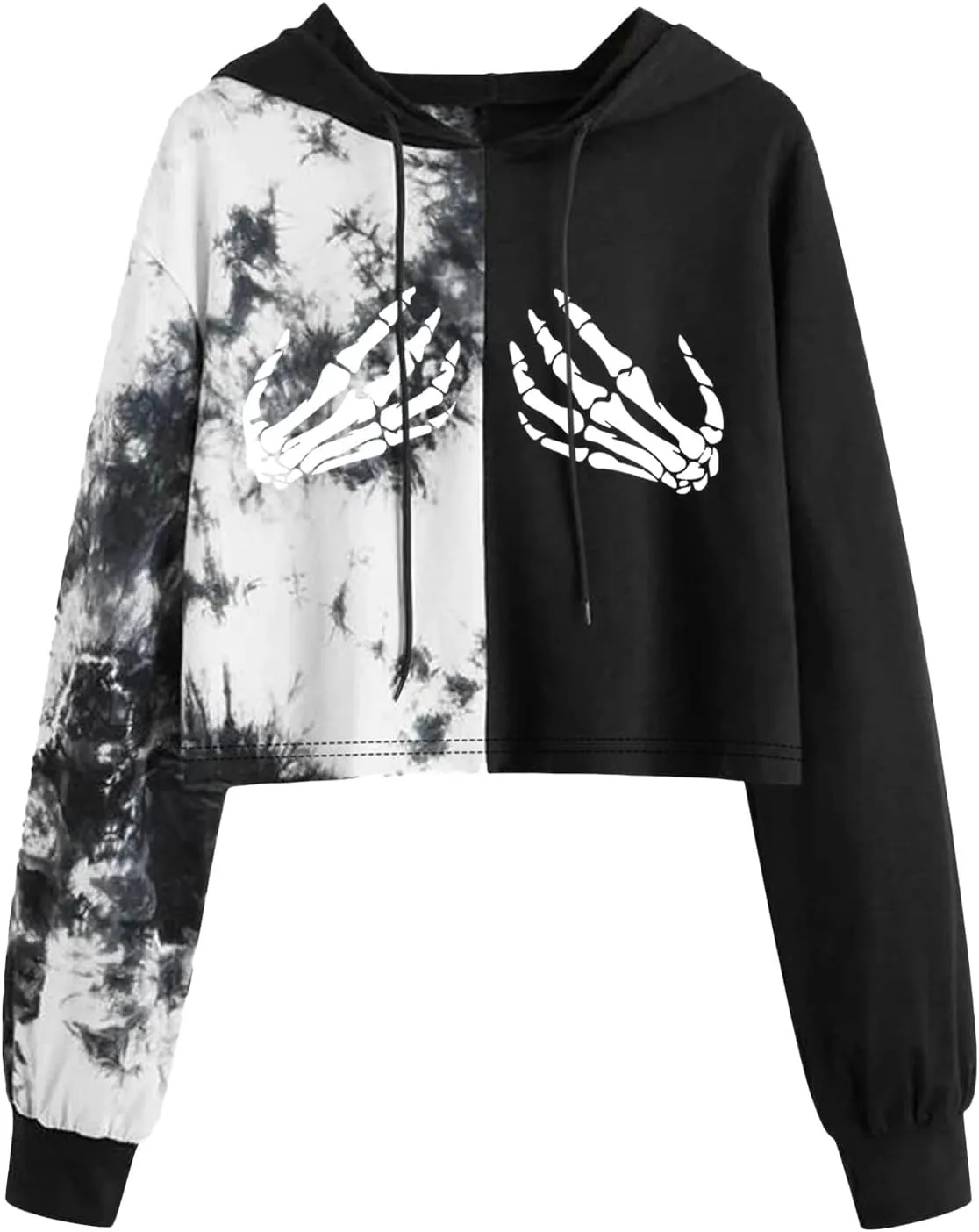 LCMTWX Women's Novelty Graphic Printed Drawstring Hem Hoodies Striped Long Sleeve Crop Sweatshirt Hoodies for Women