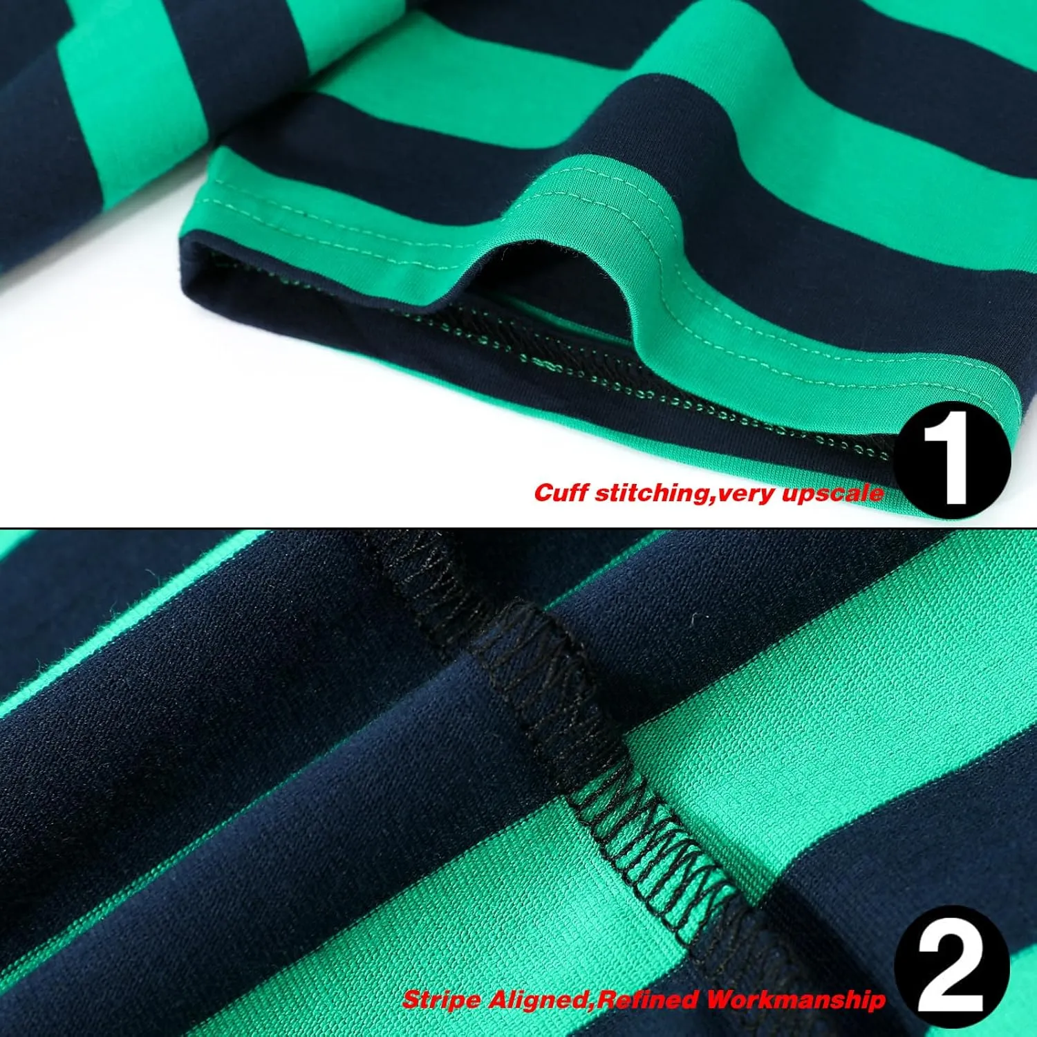 LEDING Mens Shirt Striped Black White Cotton Spandex Crewneck Long Sleeve Basic Pullover Stripe Casual Crew Tee Shirt