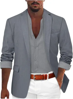 Lightweight Two Button Suit Jacket Mens Suit Slim Fit One Button Solid Tuxedo Acket 2 Button Lightweight Sport Coats