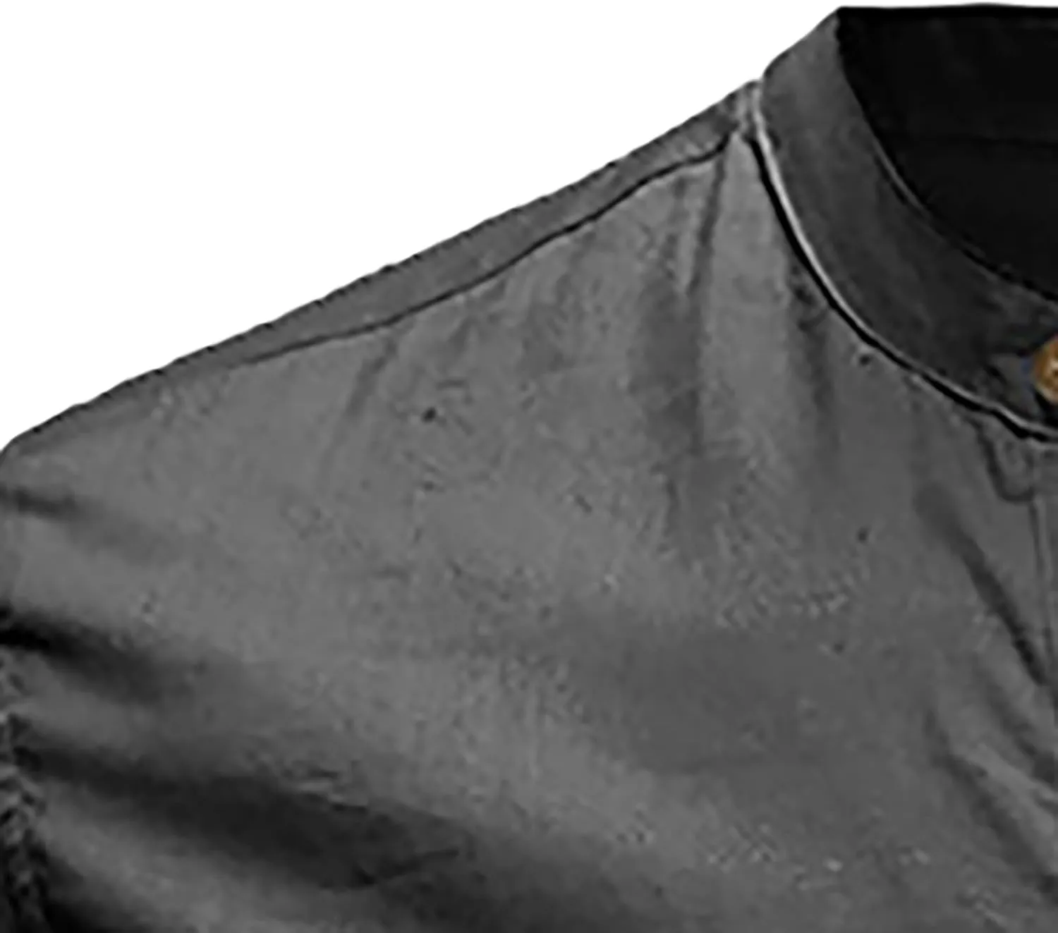 Linen Henley Shirts for Men Casual Short Sleeve Crewneck Summer Vocation Beach Shirts with Pocket Trendy Resort Wear