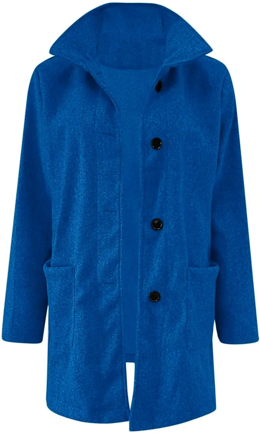 Long Pea Coats for Women Stand Collar Single Breasted Wool Coats Wool Blend Peacoat Winter Casual Overcoat Jacket